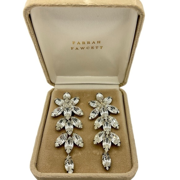 Farrah Fawcett Collection Vintage Austrian Crystal Clip On Earrings - Picture 1 of 2